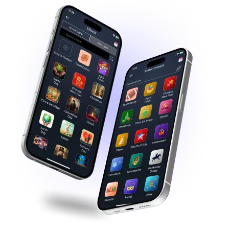 Mobile app for controlling permanent outdoor lighting colors and scenes Mobile app for controlling permanent outdoor lighting colors and scenes
