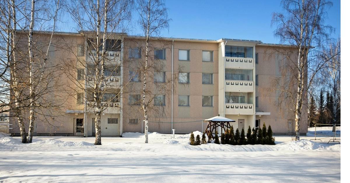Multifamily apartment building windows during winter