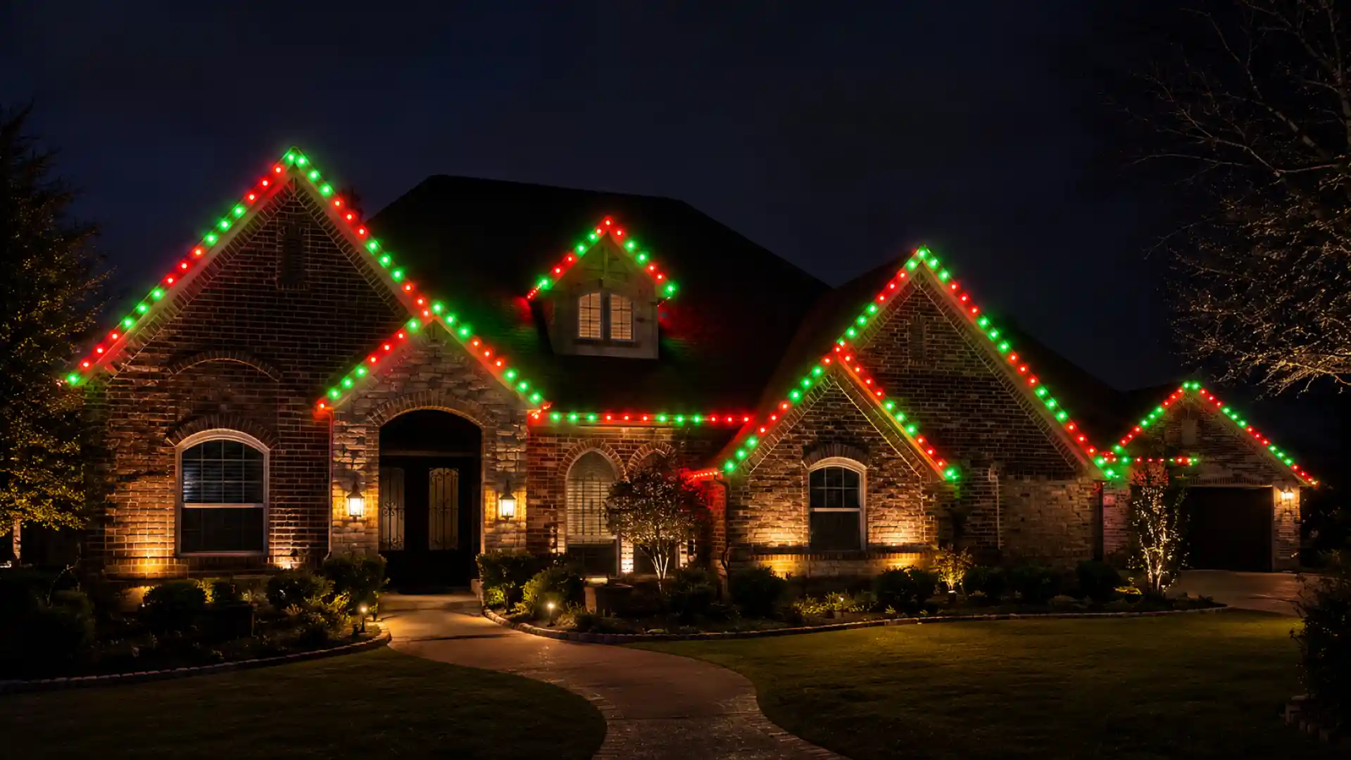 Permanent Christmas and holiday lights installed on a Colorado home Permanent Christmas and holiday lights installed on a Colorado home